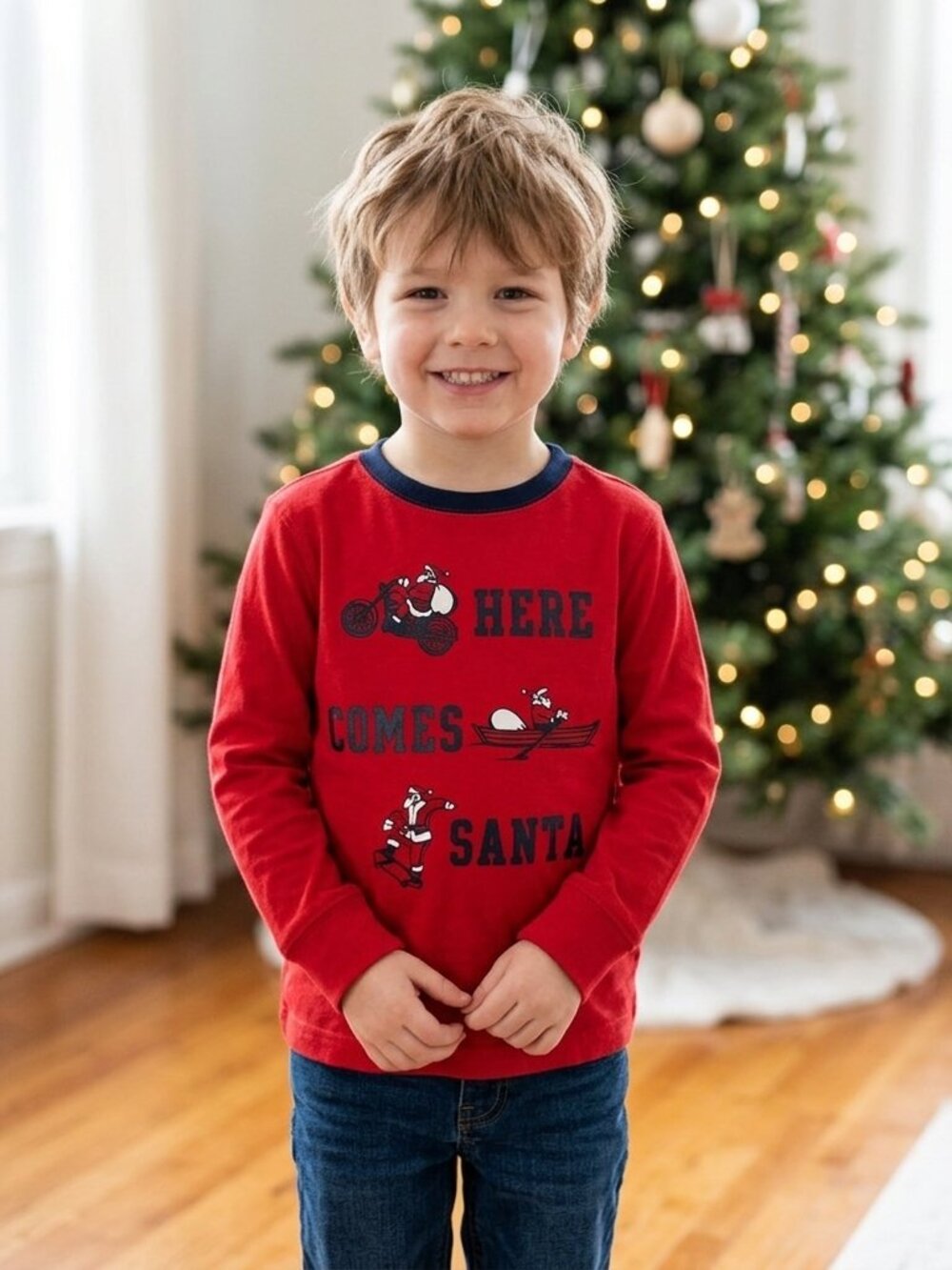 Gymboree kids size 7 “here comes Santa” t shirt